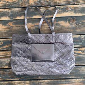 Silver Quilted Tote